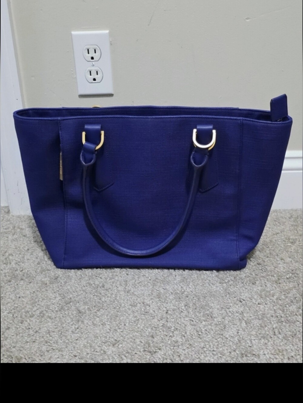 Dagne Dover Coated Canvas Signature Tote Shoulder Bag Blue Purple
